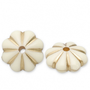 Acrylic beads spacer flower Off White-Gold