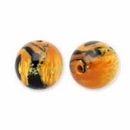 Resin beads with glitter 12mm Burnt Orange-Gold-Black