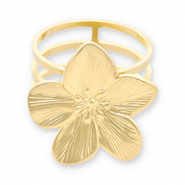 Stainless steel scarf rings flower Gold