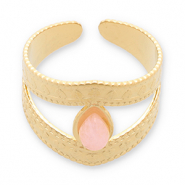 Stainless steel rings with natural stone Gold-Light Pink