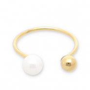 Stainless steel rings pearls Gold-White