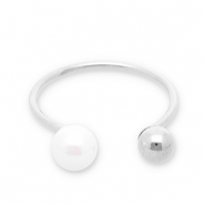 Stainless steel rings pearls Silver-White