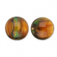 Resin beads with glitter 14mm Burnt Orange-Gold-Green