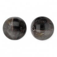 12 mm acrylic beads round Dark Grey-White