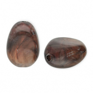 Acrylic beads egg-shaped Brown-White