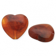 Acrylic beads heart Orange Brown