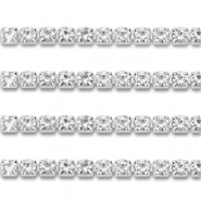 Stainless steel rhinestone chain 2mm Silver-Crystal