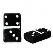 Glass beads domino stone Black-White