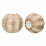 Beads Ceramic with stripes 12mm Light Taupe