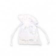 Jewellery organza bag flower White