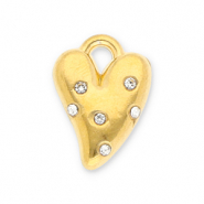 Stainless steel charms heart with strass Gold-Transparent