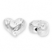 Stainless steel beads heart with strass Silver-Transparent