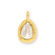 Stainless steel charms drop with facet Gold-Transparent