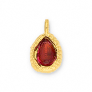 Stainless steel charms drop with facet Gold-Red