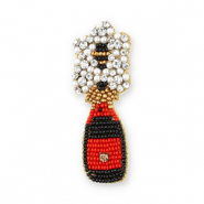 Brooches bottle champagne Black-Red-Gold-White