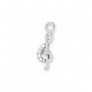 Metal charms musical note Silver-Transparent
