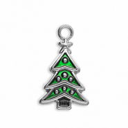 Metal charms Christmas tree Silver-Green
