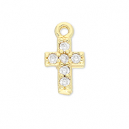 Brass TQ metal charms cross Gold-Transparent