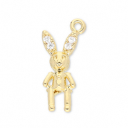 Brass TQ metal charms rabbit Gold-Transparent
