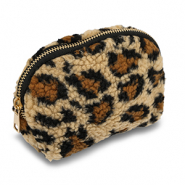BY31&reg; Pouch teddy with leopard print Light Brown-Brown-Black