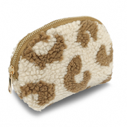 BY31&reg; Pouch teddy with leopard print Beige Brown-Brown