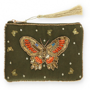 Pouch butterfly Dark Olive Green-Gold-Orange-Blue