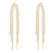 Eco-brass&reg; metal earrings / earpins with zirconia Gold-Crystal