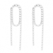 Eco-brass&reg; metal earrings / earpins with zirconia Silver-Crystal