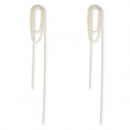 Eco-brass&reg; metal earrings / earpins with strass Gold-Crystal