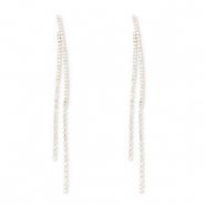 Eco-brass&reg; metal earrings / earpins with strass Gold-Crystal