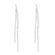 Eco-brass&reg; metal earrings / earpins with strass Silver-Crystal