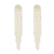 Eco-brass&reg; metal earrings / earpins with strass Gold-Crystal