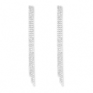 Eco-brass&reg; metal earrings / earpins with strass Silver-Crystal