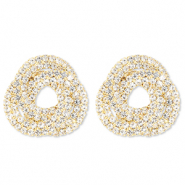 Eco-brass&reg; metal earrings / earpins with strass Gold-Crystal