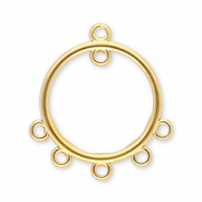 Stainless steel findings charms round with 6 loops Gold