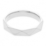 Stainless steel rings faceted cut Silver