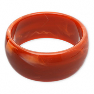 Bracelets bangle resin Rust Red-White