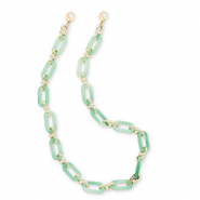 Trendy acrylic phone cord Jade Green-Gold