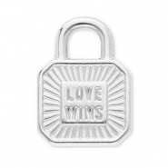 Stainless steel charms clasp "love wins" Silver