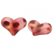 Acrylic beads heart with dots Light Pink-Brown