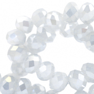 Top faceted disc beads 4x3mm Light Grey-Pearl Diamond coating