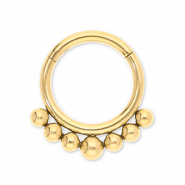 Stainless steel ear piercing clicker ring with spheres Gold