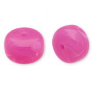 Acrylic beads disc Dark Pink-White
