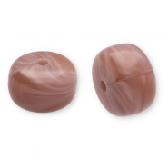 Acrylic beads disc Taupe Brown-White