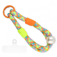 Trendy phone cord incl. insert Neon Yellow-Neon Orange-Light Pink-Blue-Ivory White