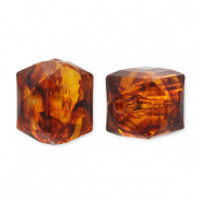 Acrylic beads hexagon Orange Brown