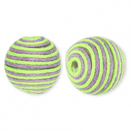 22 mm acrylic beads with waxed cord Lime Green-Lavender Purple