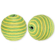 22 mm acrylic beads with waxed cord Green-Yellow