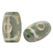 Natural stone beads Chalcedony tube Green-Beige-Brown