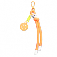 Keychain smiley with rope Neon Orange-Neon Yellow-White